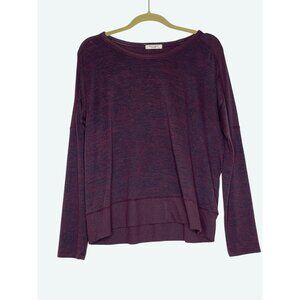 Rag & Bone Ribbed Shoulder Hem Round Neck‎ Long Sleeve Shirt Maroon Black Medium